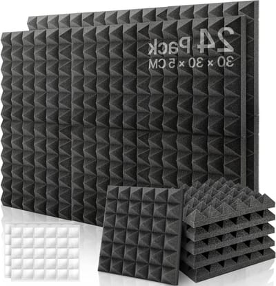 Akoestisch schuim piramides geluidsabsorberende wand 24 stuks - geluidsisolatie - 120 stickers - echo-reductie - akoestische panelen - studio podcast - geluidsstudio - kantoor - 30 x 30 x 5 cm