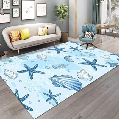 Cartoon Zeeschelpen Zeesterren Dolfijnen Tapijt voor Woonkamer Decor Sofa Kleed Kinderspeelmat Slaapkamer Bedkleed Kinderkamer Mat 40x60CM