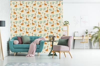 Behang - Fotobehang Giraffe - Dieren - Patronen - Breedte 280 cm x hoogte 280 cm