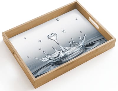 Dienblad hout 40x30 cm - Schootdienblad - Abstract - Modern - Water - Hart - Borrelplank rechthoek - Plateau dienbladen