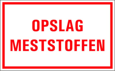 Opslag meststoffen tekststicker 320 x 200 mm