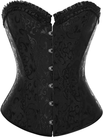 Vintage Overbust Corset Top voor Dames - Klassieke Gothic Bustier met Satijnen Lijfje en Kanten Details voor Bruiloft en Lingerie