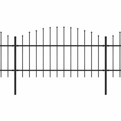 vidaXL - Tuinhek - met - speerpunt - staal - 1673x125 - cm - zwart