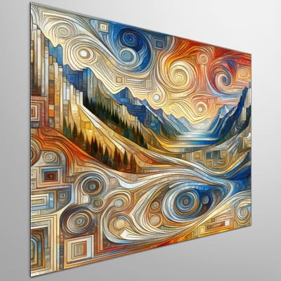 Olieverf relief schilderij | Diepte en textuur in levendige kleuren: een modern meesterwerk | Kunst - 60x60 centimeter op Dibond | Foto op Dibond