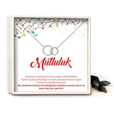 Pera Jewelry - 925 sterling zilveren Twee Ringen ketting - Çift Halka Kolye – Mutluluk - Collier - Ketting Dames - Ketting met Hanger