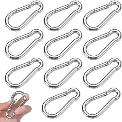 Roestvrijstalen Carabiner Haken voor Riemen, Touwen en Rigging - 5 x 50 mm, Set van 14