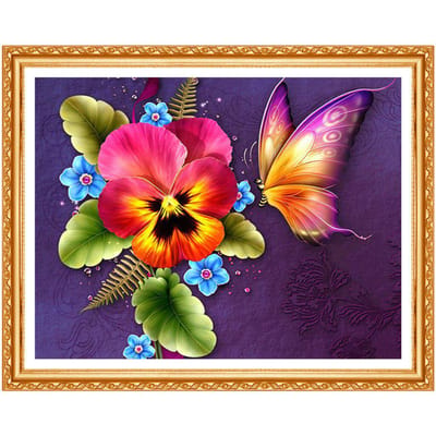 Peinture Diamant Fleur Bricolage Broderie Diamant Strass Travail d'Aiguille Photos Cristaux Décoration Intérieure 20X30CM red