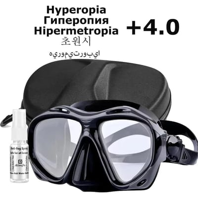 Duikmasker voor verzienden (20 tot 50) met gehard glazen lenzen, uitrusting voor mannen en vrouwen, inclusief anticondensspray.
