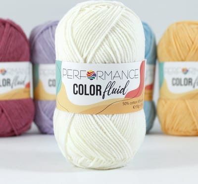 Performance Color Fluid - katoen/acryl haakgaren/breigaren - creme/gebroken wit (3007) - 5 bollen
