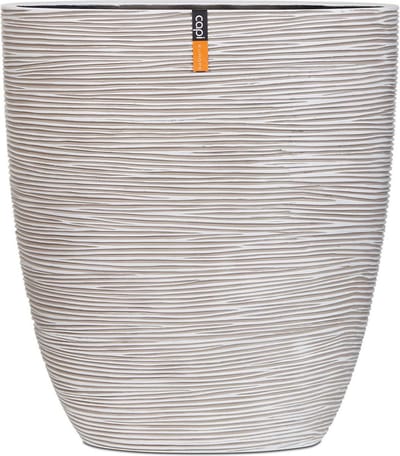 Capi Europe - Bloempot ovaal hoog Rib Anthracite & Ivory - 14x32x17 - Ivoor - Opening Ø30 - Bloempot voor binnen - 5 jaar garantie - BOFI193