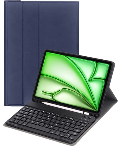 Hoes Geschikt voor Apple iPad Air 2025/2026 (M3/M4) - 11 inch - Toetsenbord Case - Keyboard Book Cover - Hoesje - Donkerblauw
