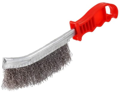 Allecto - Heavy Duty Wire Hand Brush - Rvs Borstels - Ergonomisch Handvat - Rood - Schoonmaakborstel - Voor Detailwerk - 24 x 5 x 3 cm