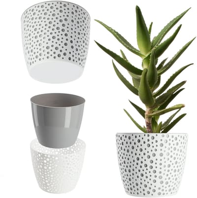 KADAX Bloempot van kunststof, diameter 11-21 cm, 5 kleuren, eenvoudige pot, robuuste plantenpot, plantenbak, ronde bloempotbescherming voor varen, diameter 11 cm, grijs