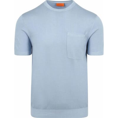 Suitable Knitted T-shirt Pocket Compact Lichtblauw - Maat M - Heren - Casual T-shirts