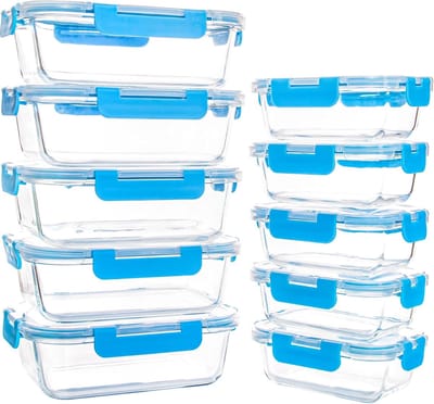 Famanu – Glazen vershouddozen set 10 – BPA-vrij, geschikt voor magnetron, vriezer en vaatwasser