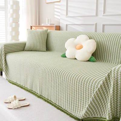 Katoen en Linnen Bank Handdoekhoes Stof voor Alle Seizoenen, Eenvoudige Moderne Stofdichte Bankhoes, Eendelig Bank Plaid Ins Stijl 180*130cm beige