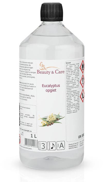 Beauty&Care® Sauna Opgietmiddel - Eucalyptus - Opgietconcentraat voor Emmer & Saunakachel - tot 100x Opgieten - Geuren met Etherische Olie - Verzorging & accessoires - 1 liter fles