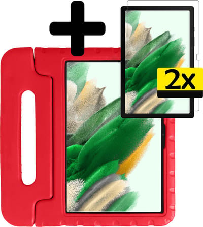 Hoes - Geschikt voor Samsung Galaxy Tab A8 - Met 2x Screenprotector - Kinderhoes Shockproof Bumper - Kidsproof Case - Tablet Hoesje - Kinder Cover - Rood