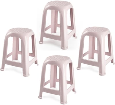 Plasticforte Zit krukjes - 4x - roze - kunststof - 37 x 37 x 46 cm - extra zitplaatsen