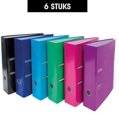 SOHO Trend Ordner - 6 stuks - Gelamineerd karton - 8cm breed - A4 formaat - 2 rings - D-mechaniek - Met grijpgat