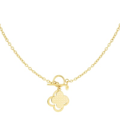 Bijoutheek Collier Schakel Ketting Twee Klavers Gold