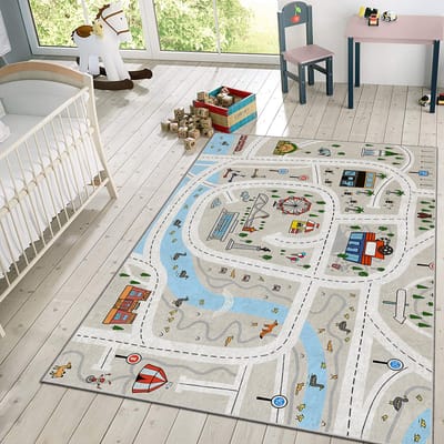 Vloerkleed Kinderkamer - Speelkleed Baby - Speelmat - Speeltapijt - Tapijt voor Kinderkamer - 150*80 cm - Pretparkstad