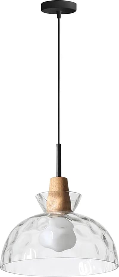 TooLight Zwart-bamboe hanglamp - E27 fitting - Verstelbare hoogte - 26.5 x 27.5 cm