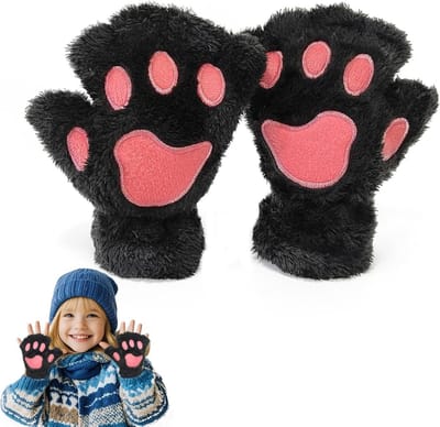 Vrouwelijke Vingerloze Handschoenen met Kattenpoot Motief - Schattige Halve Handschoenen voor Cosplay, Winter en Comfort