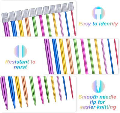 Candala Breinaalden Set 56 stuks, 35 cm 11 paar roestvrij staal enkelpuntige breinaalden 2mm-8mm, breinaalden voor beginners, met breien accessoires