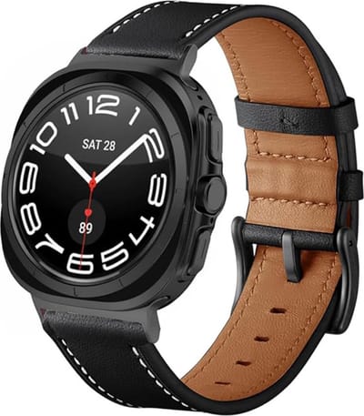 Strap-it Leren bandje met gespsluiting - geschikt voor Samsung Galaxy Watch Ultra 2 (2026) / Ultra (2024/2025) - zwart