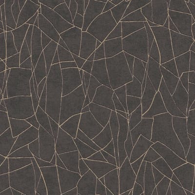 Grafisch behang Profhome 399344-GU vliesbehang licht gestructureerd met abstract patroon en metalen accenten zwart zilver antraciet 5,33 m2