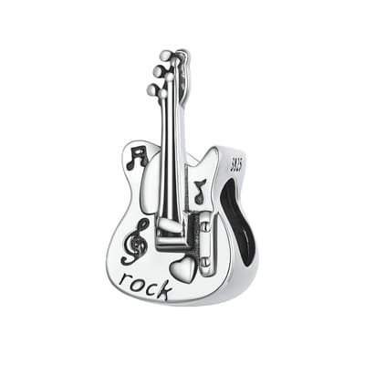Bass Rock gitaar muziek bedel | bedels voor armband | Guitar bead | Zilverana | geschikt voor alle bekende merken | 925 zilver | moederdag
