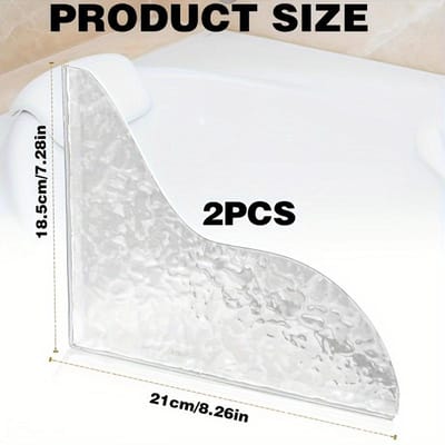 2 pièces Protection anti-éclaboussures de douche auto-adhésive en acrylique - Motif pierre transparent, Couvre-coins étanches pour baignoire et douche, Installation facile
