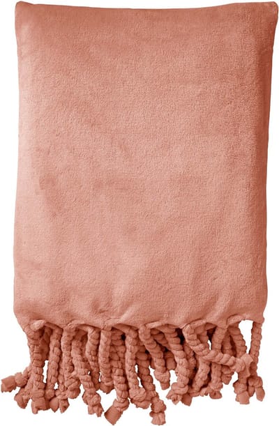 Dutch Decor - FLORIJN - Plaid 150x200 cm - grote fleece plaid met flosjes - Muted Clay - roze