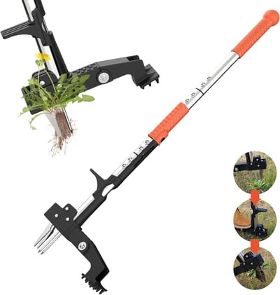 Handmatige onkruidtrekker - Onkruidwieder - Onkruid verwijderen - Verstelbare steel - 100 cm lengte - Zilver