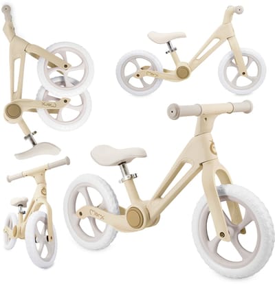 MoMi NORU - Loopfiets - Opvouwbaar - 12 inch - Verstelbaar Zadel - Geel