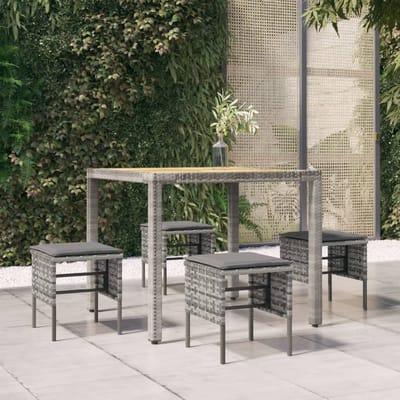 vidaXL - Tuinvoetenbanken - 4 - st - met - kussens - poly - rattan - grijs