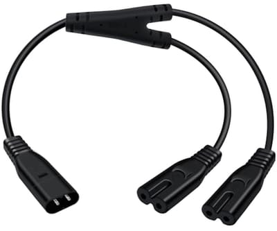 Voedingskabel Splitter - Verlengkabel C8 C7 - Apparaten Aansluiten - 1 op 2 Uitbreiding - 0.3 Meter - Zwart