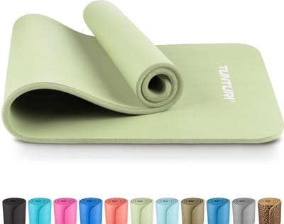Tunturi NBR Yogamat Anti Slip - Fitnessmat Extra dik & zacht - Sportmat - 180x60x1.5cm - Incl Trainingsapp - Mint