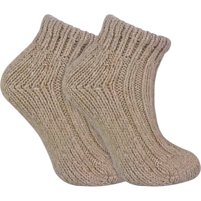 Dames DikkeKnit Wool Blend Enkellaars Sokken - Haver