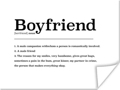 Poster Woordenboek - Vriend definitie - Boyfriend - Spreuken - Quotes - 160x120 cm XXL