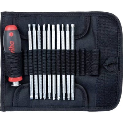 Wiha SYSTEM 6 281 - Handhalter mit Bitset - 12 Stücke Wisselklingset 11-delig Plat, Kruiskop Phillips, Kruiskop Pozidriv, Binnen-Torx, Inbus
