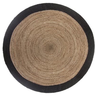 Atmosphera Jute vloerkleed rond met naturel met zwarte rand diameter 120 cm
