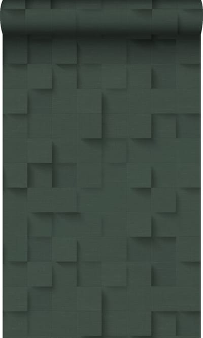 Origin Wallcoverings behang 3D kubussen donkergroen - 50 x 900 cm - 347899