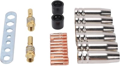 Laspistool Accessoireset - MIG MAG Onderdelen - Zwaar Laswerk - Messing Contacttips - 21 Stuks - Zilverkleurig