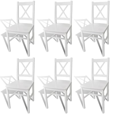 vidaXL - Eetkamerstoelen - 6 - st - grenenhout - wit