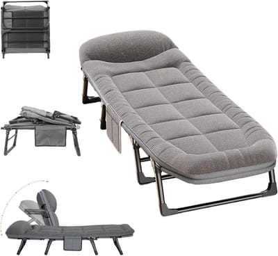 Vouwbed met matras - Gastenbed opklapbaar - Comfortabel slapen - Verdikt metalen frame - 200x66cm - Grijs