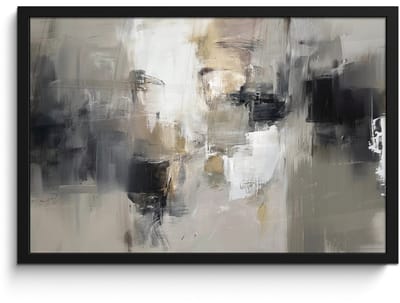 Poster in lijst - Fotolijst 60x40 cm - Posters - Kleurenpalet - Penseelstreken - Beige - Nevelig - Posterlijst zwart - Decoratie - Wanddecoratie woonkamer - Muurdecoratie slaapkamer