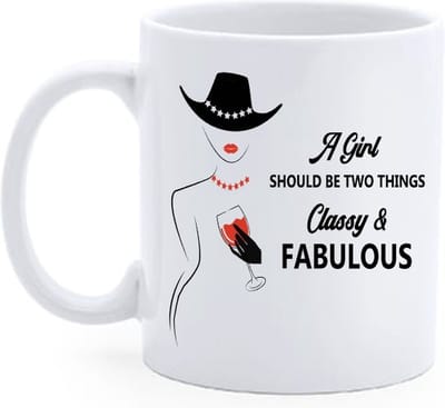 Bedrukte Beker A Girl - Quote Classy and Fabulous - Verjaardag geschenk - Koffie - Thee mok - Collega