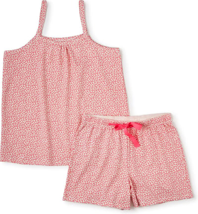 Little Label - korte dames pyjama - luipaard roze - bio katoen - XS/34